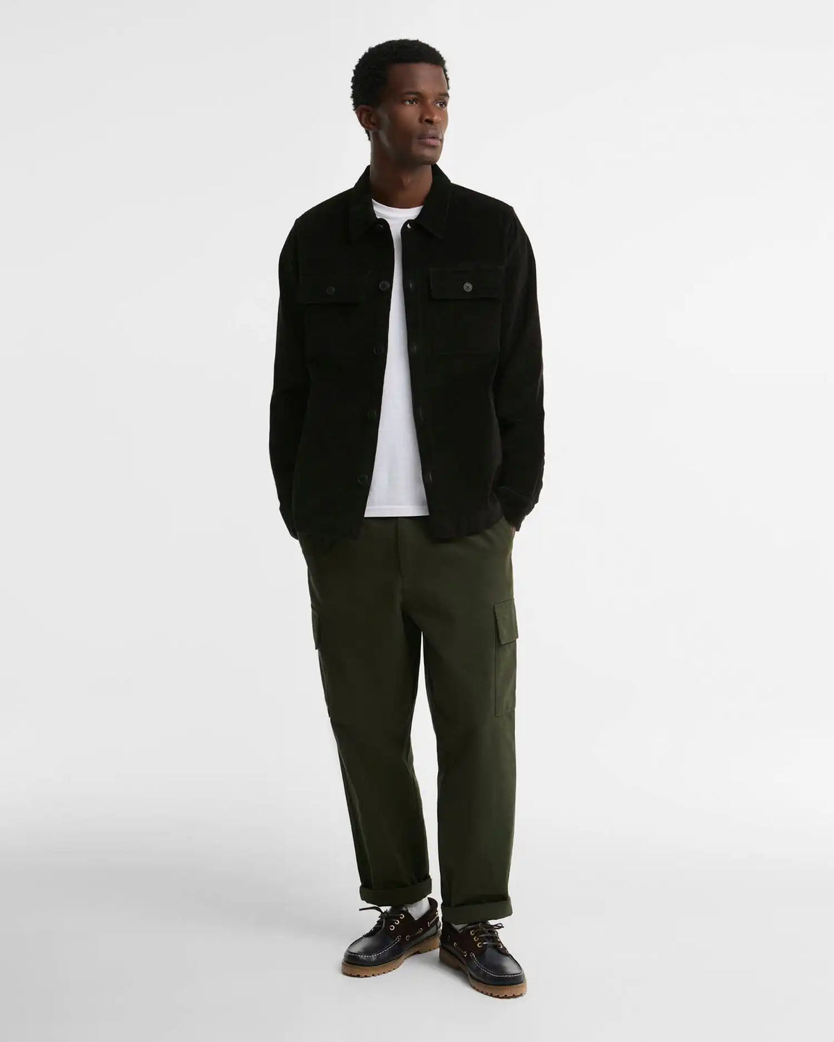 Tartan Trimmed Cord Overshirt