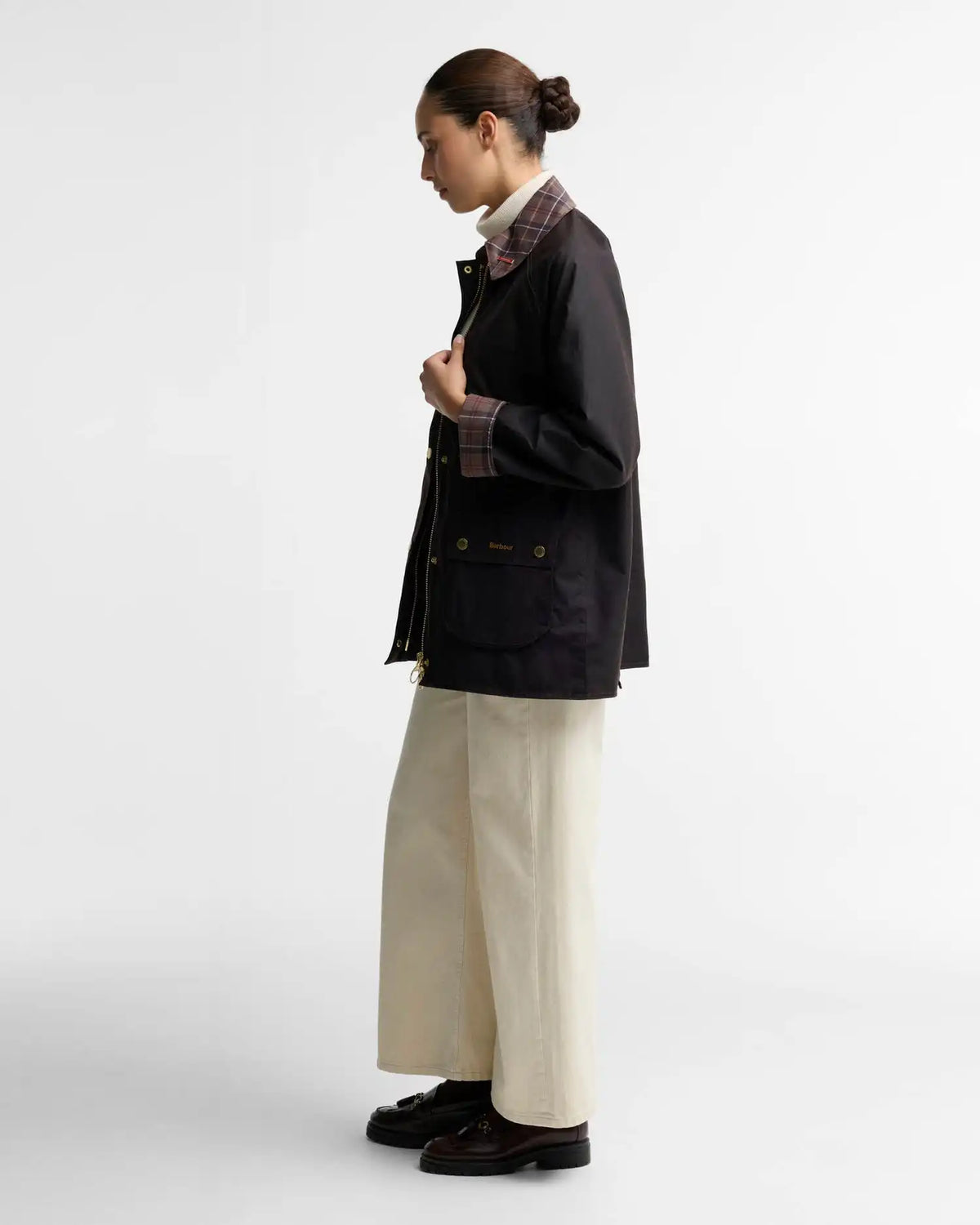 Icons Tartan Collar Modern Beadnell Waxed Jacket