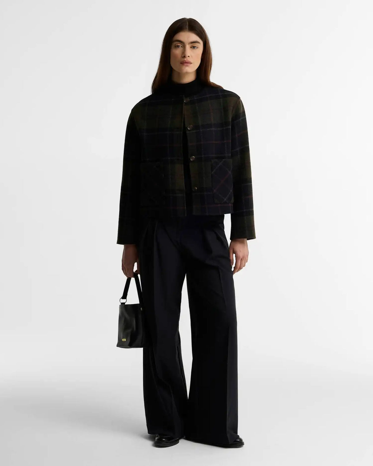 Marlow Tartan Wool Collarless Jacket