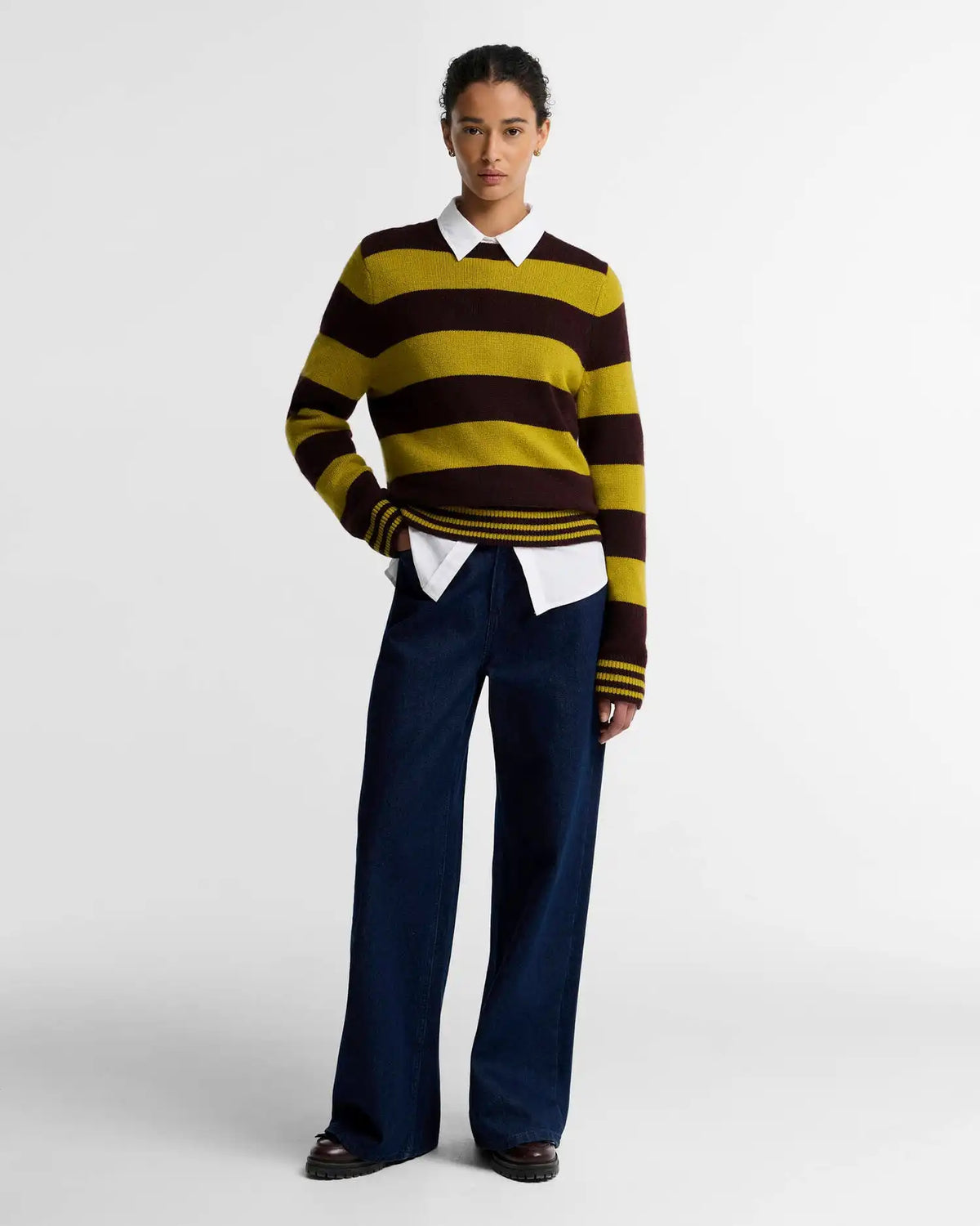 Woodhouse Striped Cashmere-Blend Crew Neck Jumper
