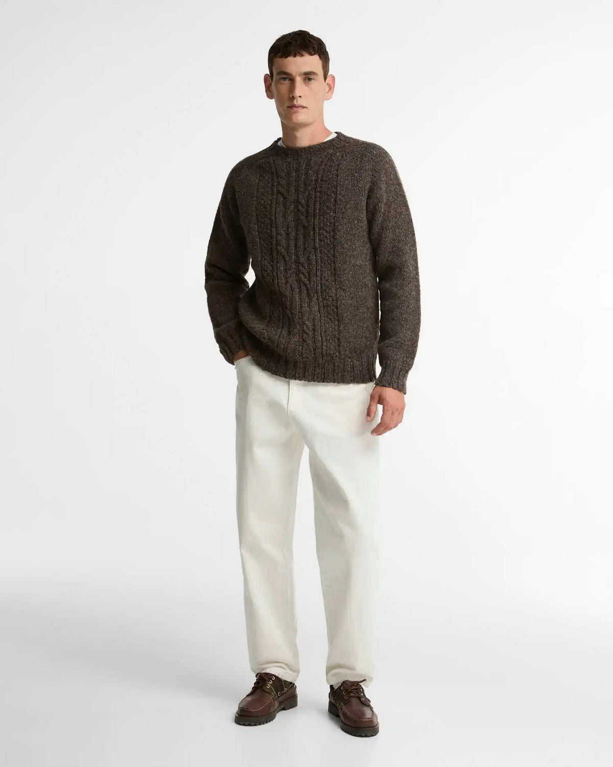 Scottish Made Natural Yarn Cable Knit Jumper