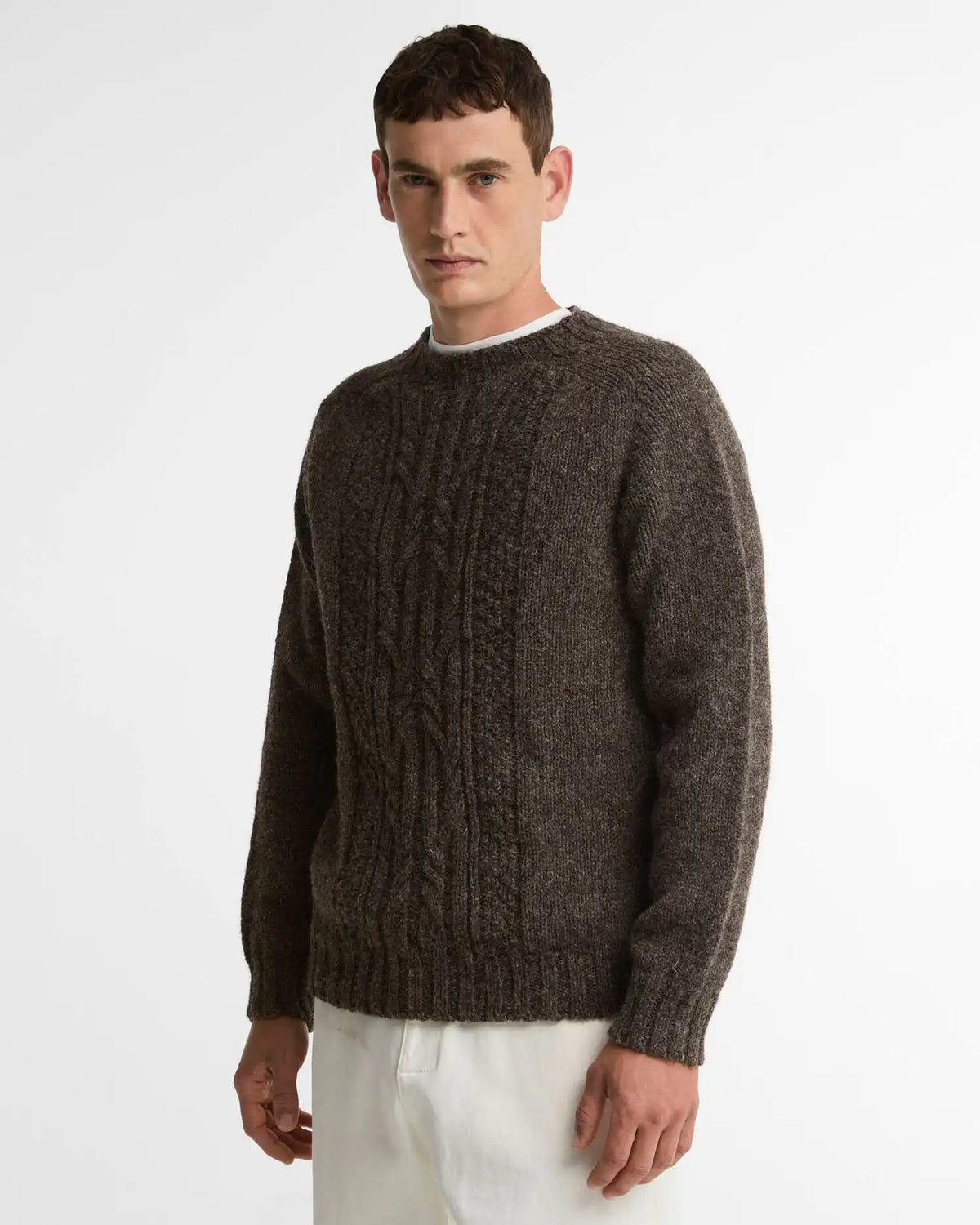 Scottish Made Natural Yarn Cable Knit Jumper
