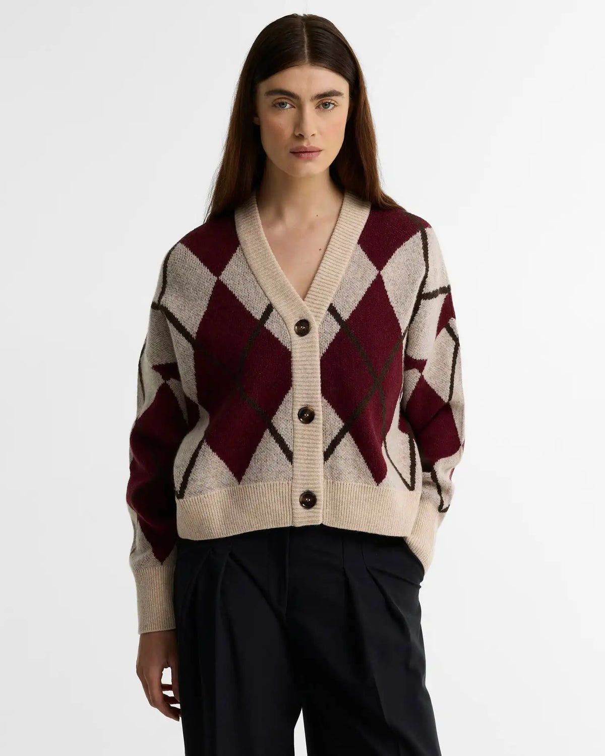 Harleigh Argyle Wool-Blend Cardigan