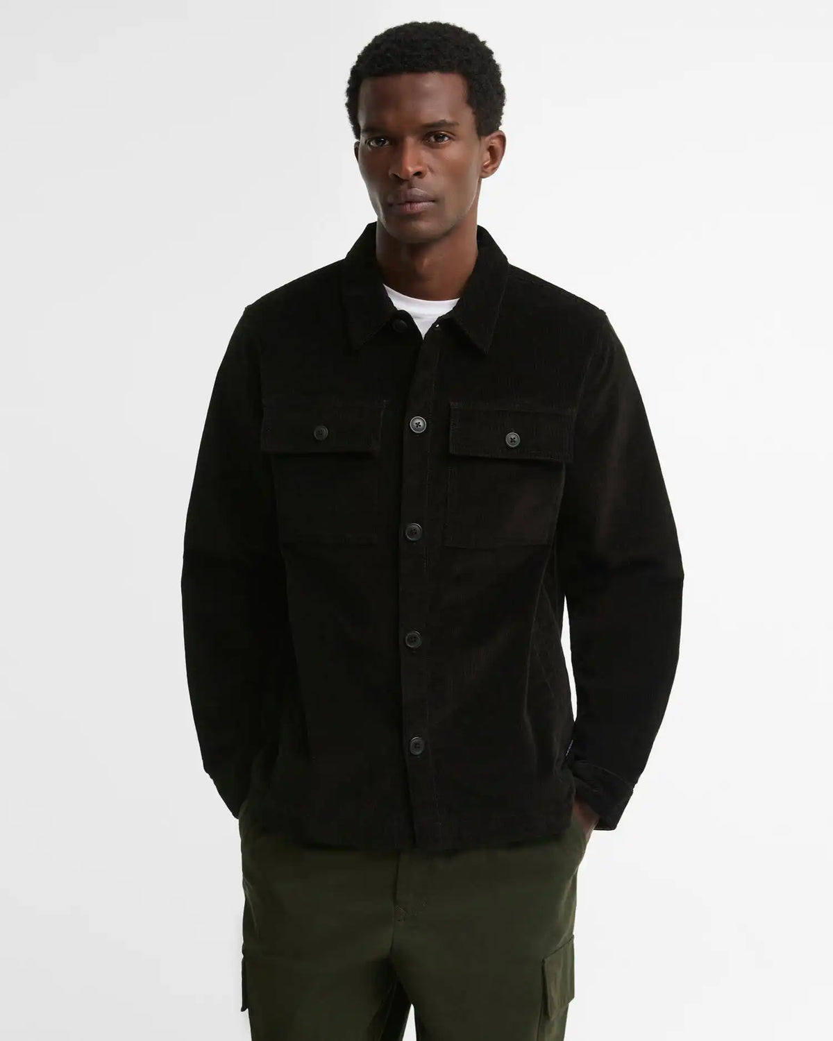 Tartan Trimmed Cord Overshirt