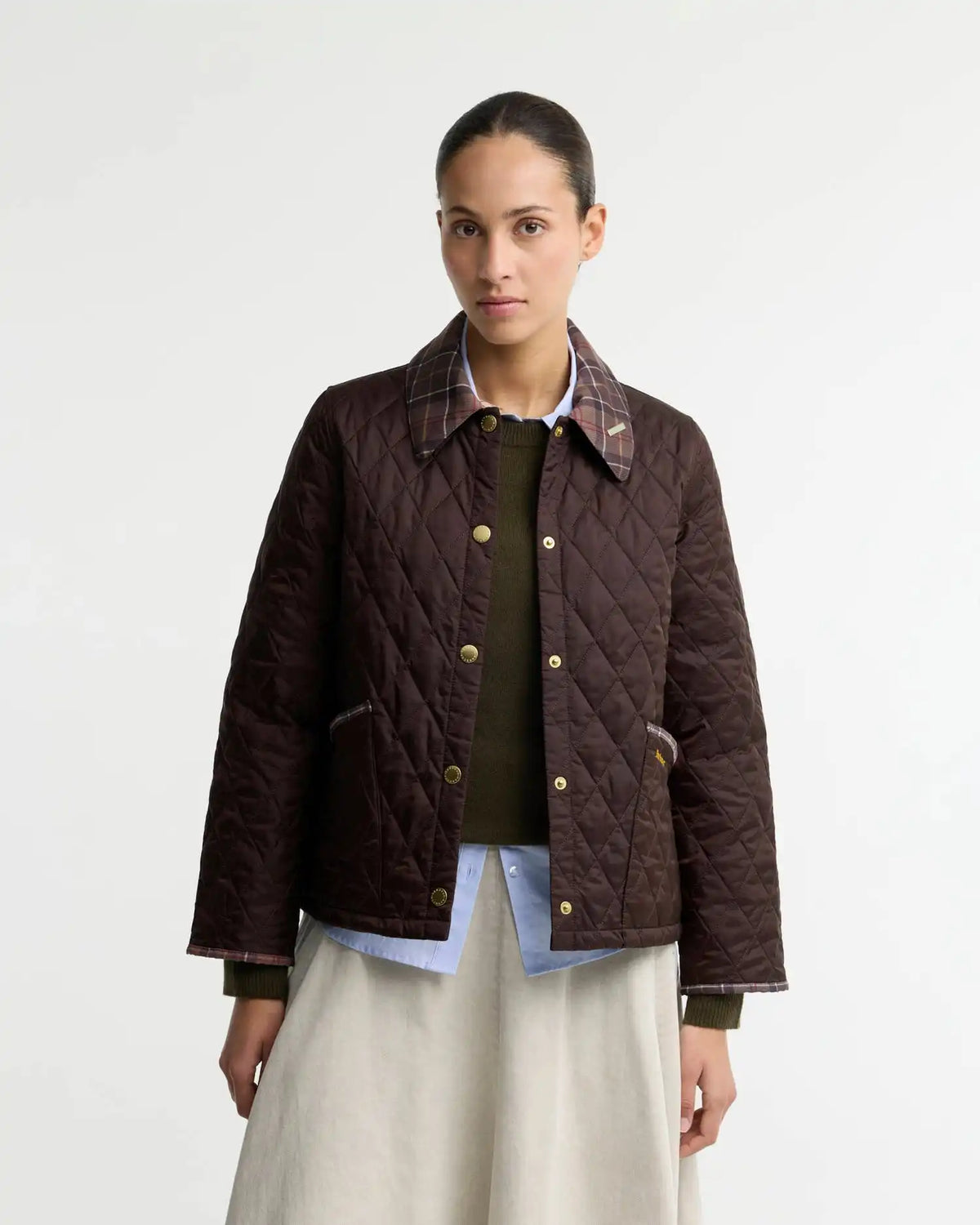 Icons Tartan Collar Cropped Liddesdale Quilted Jacket
